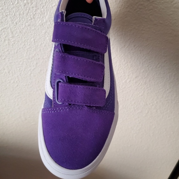 purple velcro vans with rainbow